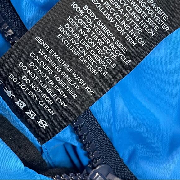 Reversible Polar Quilted Sherpa Jacket Navy Cornflower - Picture 9 of 15